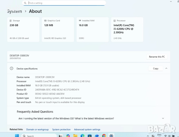 Лаптоп Lenovo ThinkPad E560 15.6" Full HD i5-6200U 2.30GHz/RAM 16GB/SSD 256GB /HDMI/Web-Камера , снимка 9 - Лаптопи за работа - 52335916