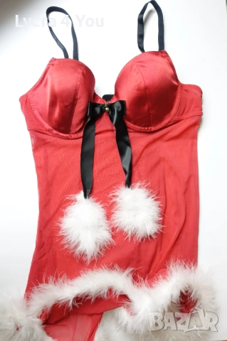 Bonprix Lingerie 85A-B червена нощничка с бял пух