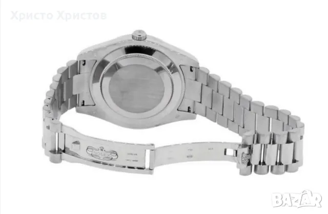 Мъжки луксозен часовник Rolex white gold Day Date II Presidential Black Roman Dial Wristwatch, снимка 3 - Мъжки - 46886976