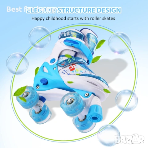 Ролкови кънки Hikole за деца, регулируеми светещи ролкови кънки за момичета и момчета 35-39 номер, снимка 2 - Ролери, кънки - 54159852