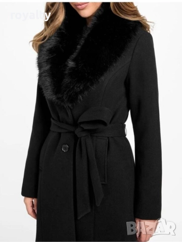 Дамско елегантно черно палто, снимка 2 - Палта, манта - 52528549