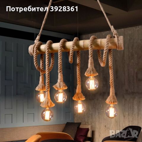 Бамбукова електрическа висяща лампа, снимка 1 - Лампи за таван - 45853791