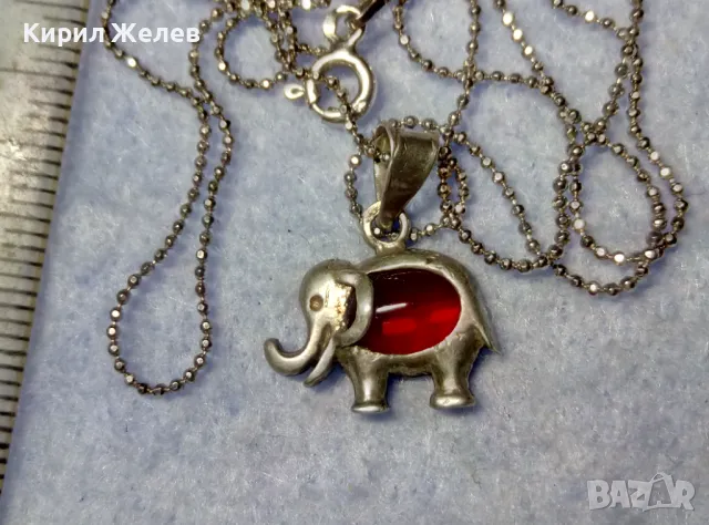 СКЪПОЦЕННО СРЕБЪРНО СЛОНЧЕ КОЛИЕ с ФИГУРАЛЕН АРТ ПЕНДАНТ с НЕЖНА СРЕБЪРНА ВЕРИЖКА СРЕБРО 925 25778