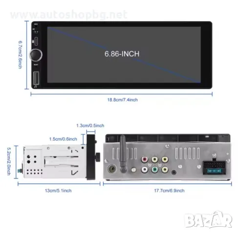 1 Din Android Автомобилно радио 2+64GB Single Din 6,86-инчов сензорен екран CarPlay/Android Auto 108, снимка 4 - Аксесоари и консумативи - 49043628