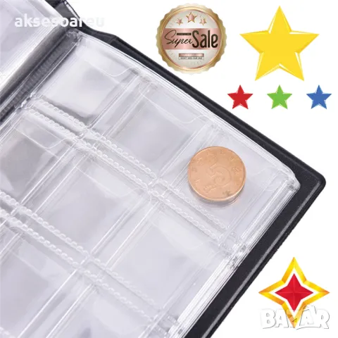 Кожен джобен класьор албум с капачета за 120 монетни пари книга колекция за събиране и подарък, снимка 11 - Нумизматика и бонистика - 49272033