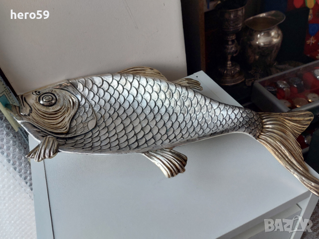 Сребърно рибно плато-сребро 800 проба/сребърна чаша/