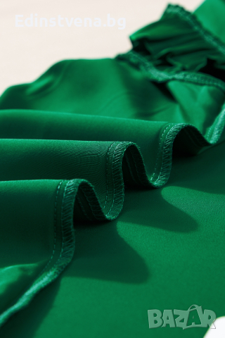 Дамски елегантен топ в зелен цвят с къдрички, снимка 10 - Други - 44989607