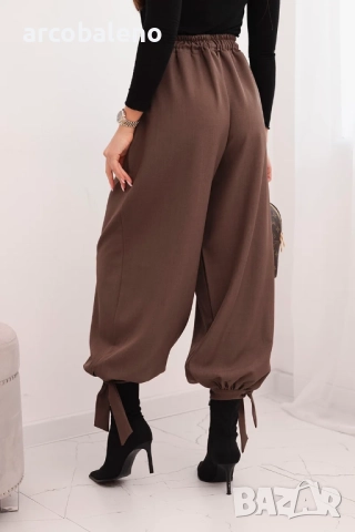 Дамски панталони с широки крачоли и връзки в долната част, 8цвята , снимка 4 - Панталони - 52631420