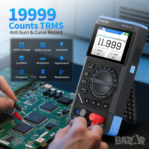 FNIRSI DST-210 – 3-в-1 Осцилоскоп, мултицет и генератор на сигнали, снимка 4 - Друга електроника - 53889462