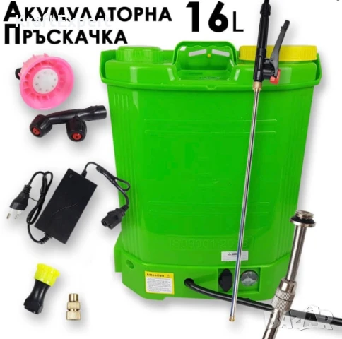 Гръбна електрическа пръскачка 16L с мощна 12V батерия и регулируемо налягане, снимка 2 - Градинска техника - 50549798