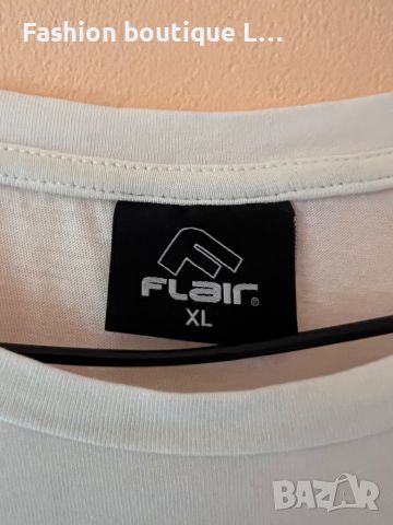 Flair Бяла тениска с щампа Let’s train 90% памук 10% еластант XL размер 🤍, снимка 3 - Тениски - 45421780