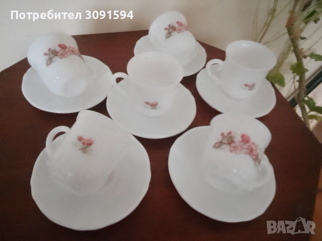 Сервиз 6 чаши с чинийки за кафе  Arcopal Francee , снимка 2 - Сервизи - 53831121