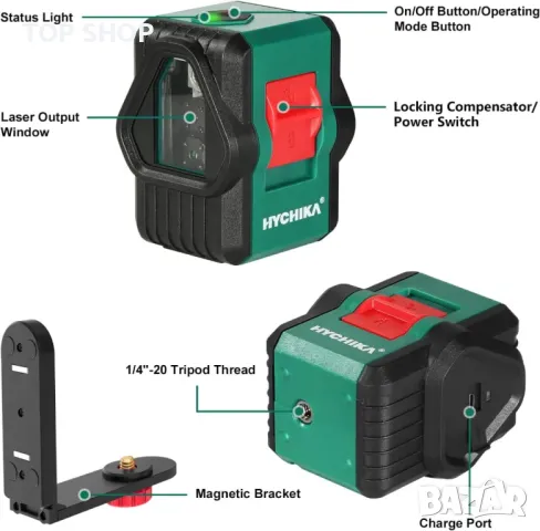 Лазерен нивелир HYCHIKA- зелен лазер, снимка 1 - Гедорета - 48500078
