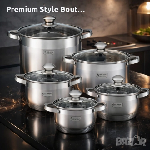 Комплект тенджери от неръждаема стомана , 10 части, Индукция, снимка 2 - Други - 53742446