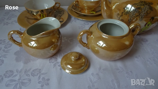 Японски порцеланови тройни сетове, чайник, захарница и каничка, снимка 8 - Сервизи - 53976446