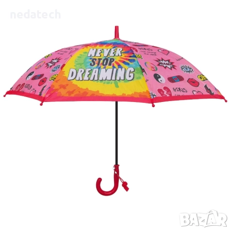 Детски чадър TIEDYE NEVER STOP, Розов, 67см.