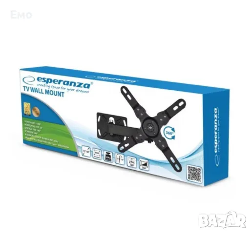 Стойка за телевизор Esperanza ERW003, За стена, От 12 до 50 inch, Макс 20 кг, Vesa 200x200, Черен, снимка 5 - Стойки, 3D очила, аксесоари - 47728036