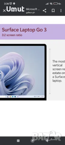 Лаптоп surface go 3 (2023)  12'4 touch screen  Windows 11 platinum 256, снимка 6 - Лаптопи за работа - 47187040