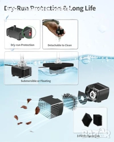 Нов Градински соларен фонтан 8W LED батерия 8 дюзи за езерце поилка, снимка 8 - Други - 54150780