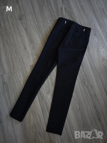 Жесток чер дамски панталон Yves Saint Laurent + златни брошки , снимка 11 - Панталони - 52926903
