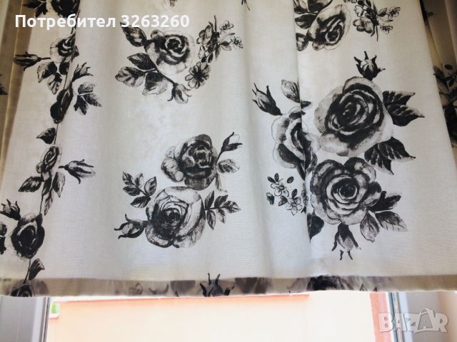 Красиво памучно късо винтидж перде от две части с рози , снимка 3 - Пердета и завеси - 46409873