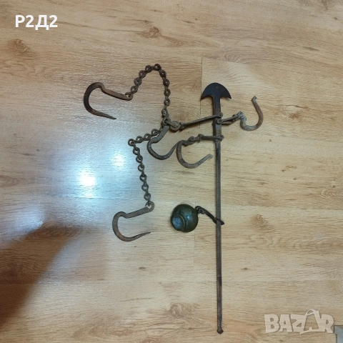 стар кантар с куки и топуз , снимка 2 - Антикварни и старинни предмети - 53929207