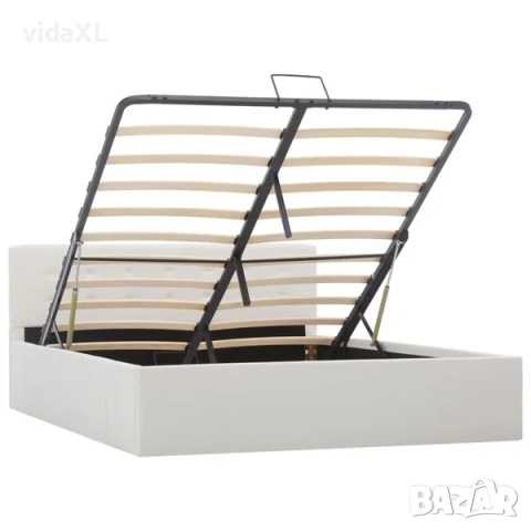 vidaXL Легло с повдигащ механизъм, бяло, изкуствена кожа,(SKU:285519), снимка 2 - Спални и легла - 53785490