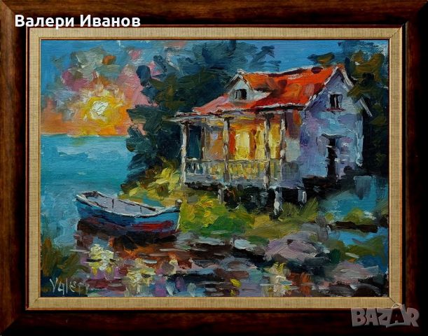 Авторска картина, "Морски пейзаж", масло на платно, размер 40 х 30 см., снимка 1 - Картини - 45608075