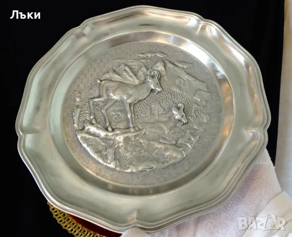 Пано от калай Планински кози,ловна картина. , снимка 3 - Антикварни и старинни предмети - 49816537