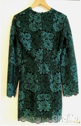 Нова рокля - 50% H&M дантелена с деколте изумрудено зелено, снимка 4 - Рокли - 49333079