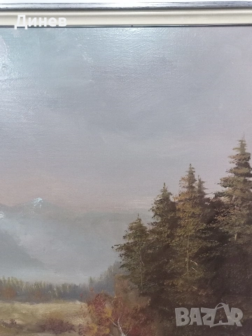 Стара маслена картина "Пейзаж с брези" – 78х59 см | Подписана, снимка 11 - Картини - 53438530