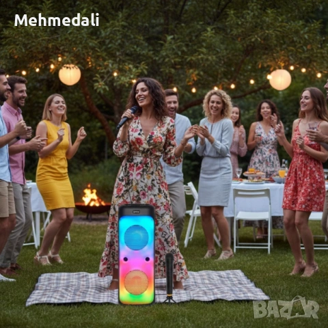 🎤 Караоке тонколона 40W с Bluetooth, микрофон и дистанционно управление, снимка 2 - Караоке - 53159093