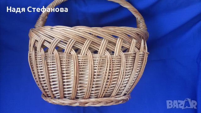 Голяма, красива, много яка, плетена, елипсовидна кошница от едно време, снимка 5 - Антикварни и старинни предмети - 46662483