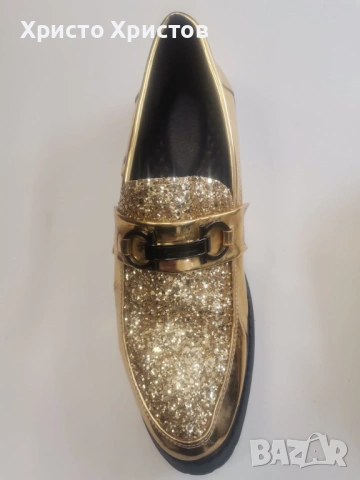Мъжки златисти обувки ✔️ Размер 42, снимка 6 - Официални обувки - 54028004