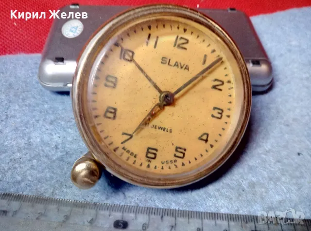 SLAVA 11 JEWELS MADE in USSR Стар КОЛЕКЦИОНЕРСКИ РУСКИ МЕХАНИЧЕН БУДИЛНИК СЛАВА 44047, снимка 3 - Антикварни и старинни предмети - 47685999