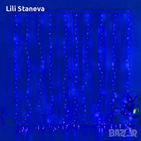 Коледни лампички с 300Led лампи 3 метра на 3 метра ,коледна завеса с дистанционно., снимка 3 - Лед осветление - 52637376