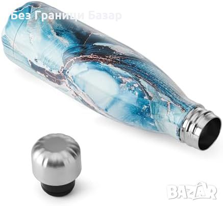 Нова Изолирана бутилка S'well 500ml, Ocean Marble държи студено и горещо, снимка 2 - Други стоки за дома - 46435061