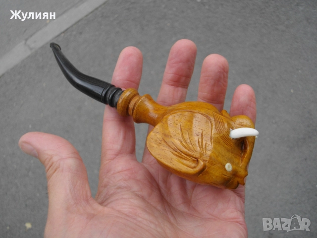 КОЛЕКЦИОНЕРСКА СТАРА ЛУЛА СЛОН ДЪРВОРЕЗБА БИВОЛСКИ РОГ , снимка 10 - Антикварни и старинни предмети - 51315883