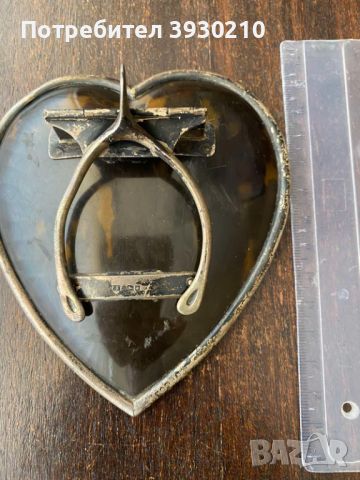 Щипка за хартия във формата на сърце от сребро и черупка на костенурка, снимка 5 - Антикварни и старинни предмети - 45481185