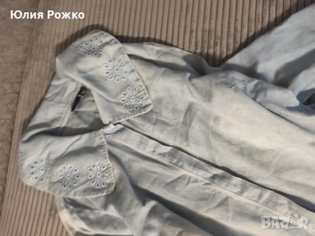 дънкова риза, размер L, снимка 6 - Ризи - 53885636