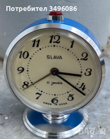 Стар съветски механичен будилник СЛАВА, снимка 8 - Други - 54058841