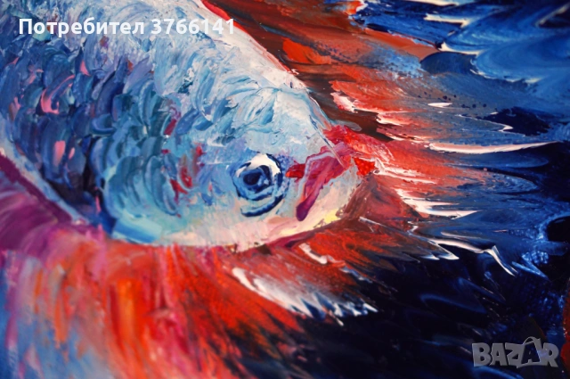 "В дълбините на необятното" Картина 60х50см, Маслена живопис с шпакла, снимка 3 - Картини - 53563469