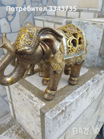 Комплект 2бр.слонове с вдигнат нагоре хобот., снимка 2 - Антикварни и старинни предмети - 49626046