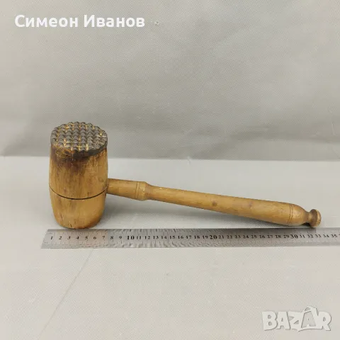 Стар дървен чук за месо с метален връх #0576, снимка 10 - Антикварни и старинни предмети - 48145095