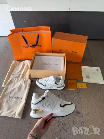 Louis Vuitton дамски сникърси маратонки обувки бели естествена кожа