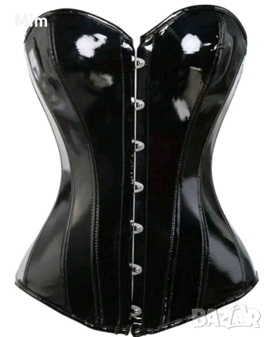 3XL Черен корсет от лак / винил /