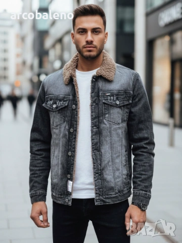 Мъжко изолирано черно дънково яке