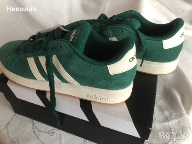 Маратонки Adidas Grand Court, 40 номер, ест. велур, зелени Collegiate Green, унисекс, нови с етикет, снимка 10 - Маратонки - 53223614