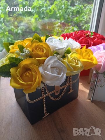 Букети с рози от пластичен сапун , снимка 6 - Декорация за дома - 45457464