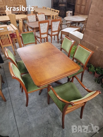 К-т Масивна Трапезна Разтегателна Маса с 6-броя Столове -внос от Германия! , снимка 2 - Маси - 53558681